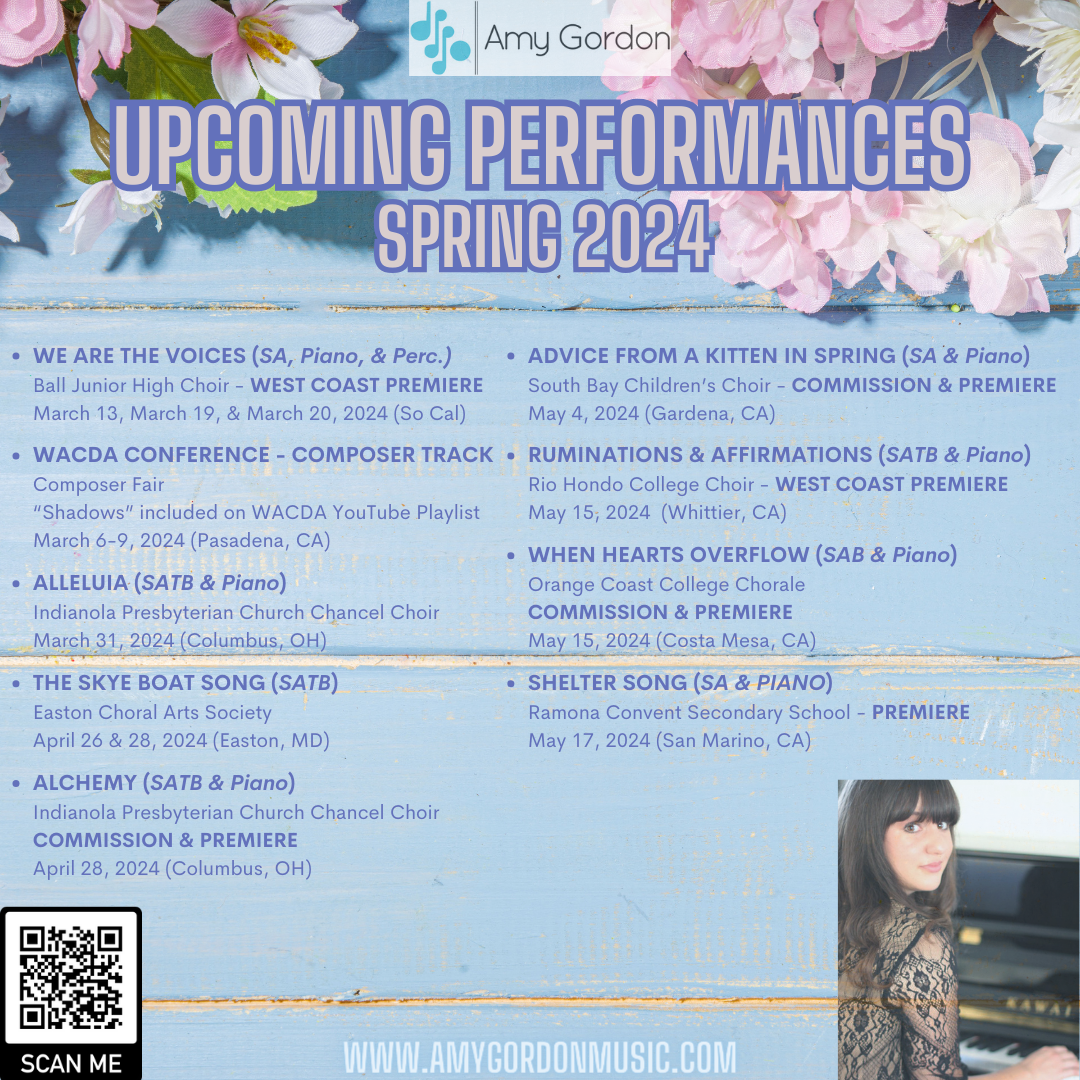 Amy Gordon's Spring 2024 Upcoming Performances