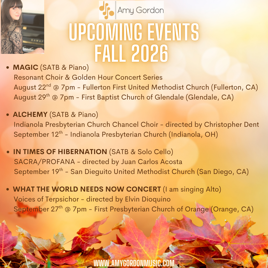 Amy Gordon's Fall Events Announcement showing 4 events