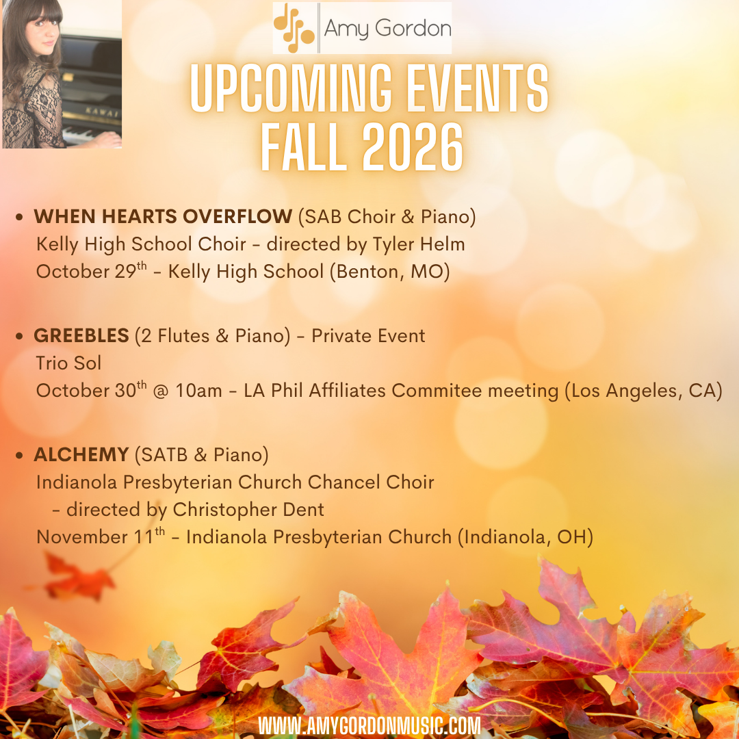 Amy Gordon's Fall Events Announcement showing 3 events